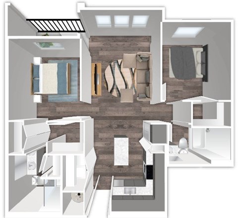 Floor plan for 2 beds, 2 baths, 1184 sqft